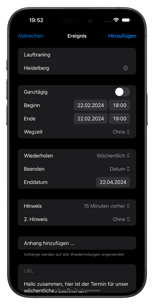 Screenshot der berschriebenen Funktion