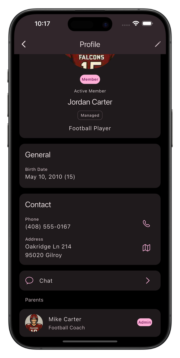 Screenshot managed member