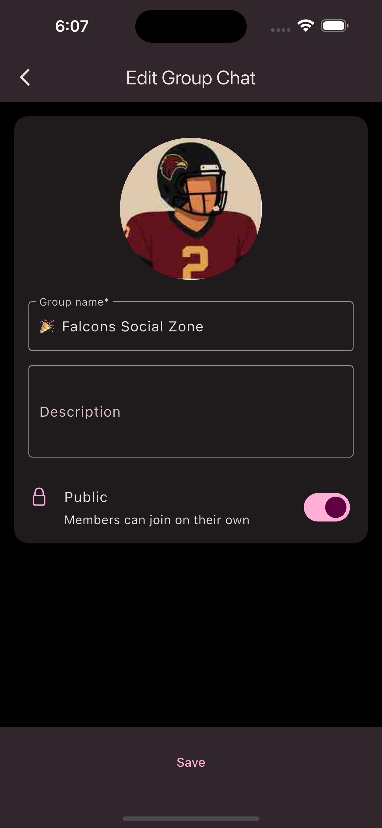 Edit group chat form