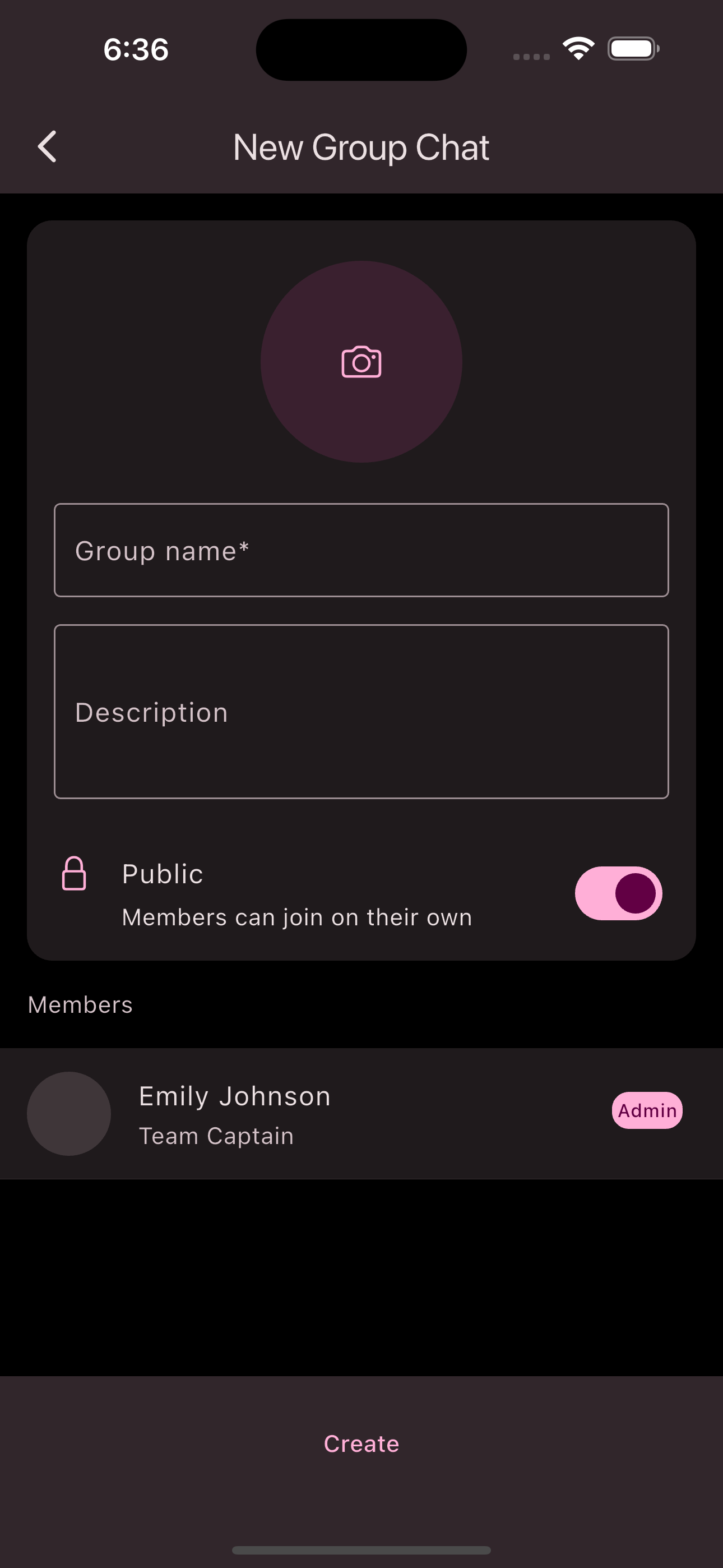 Group chat input form