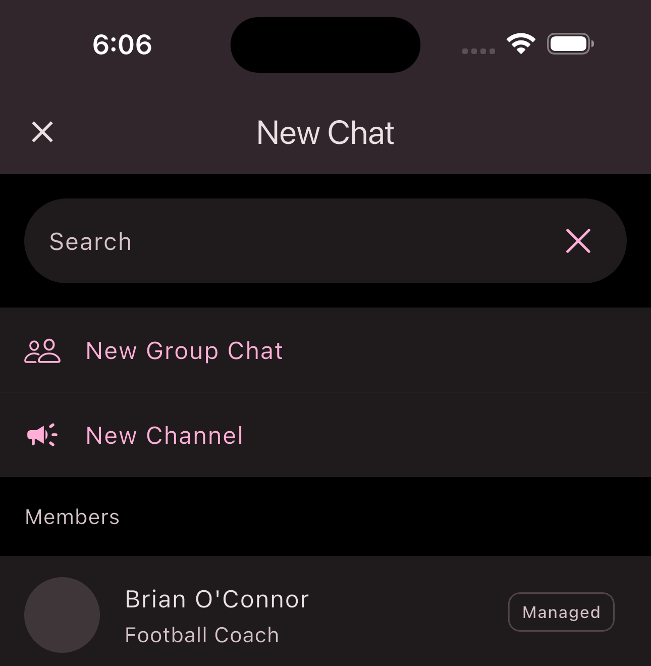 Create new group chat button