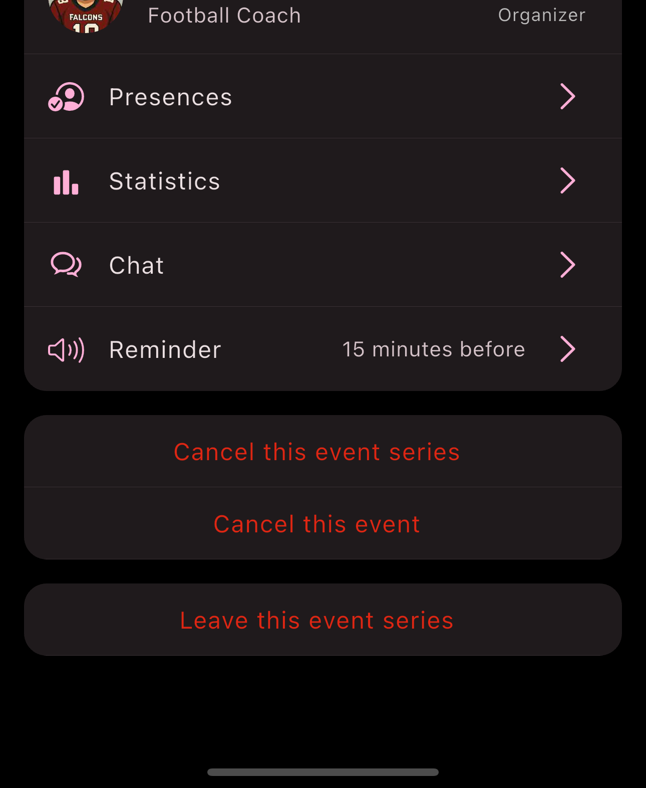Cancel event
