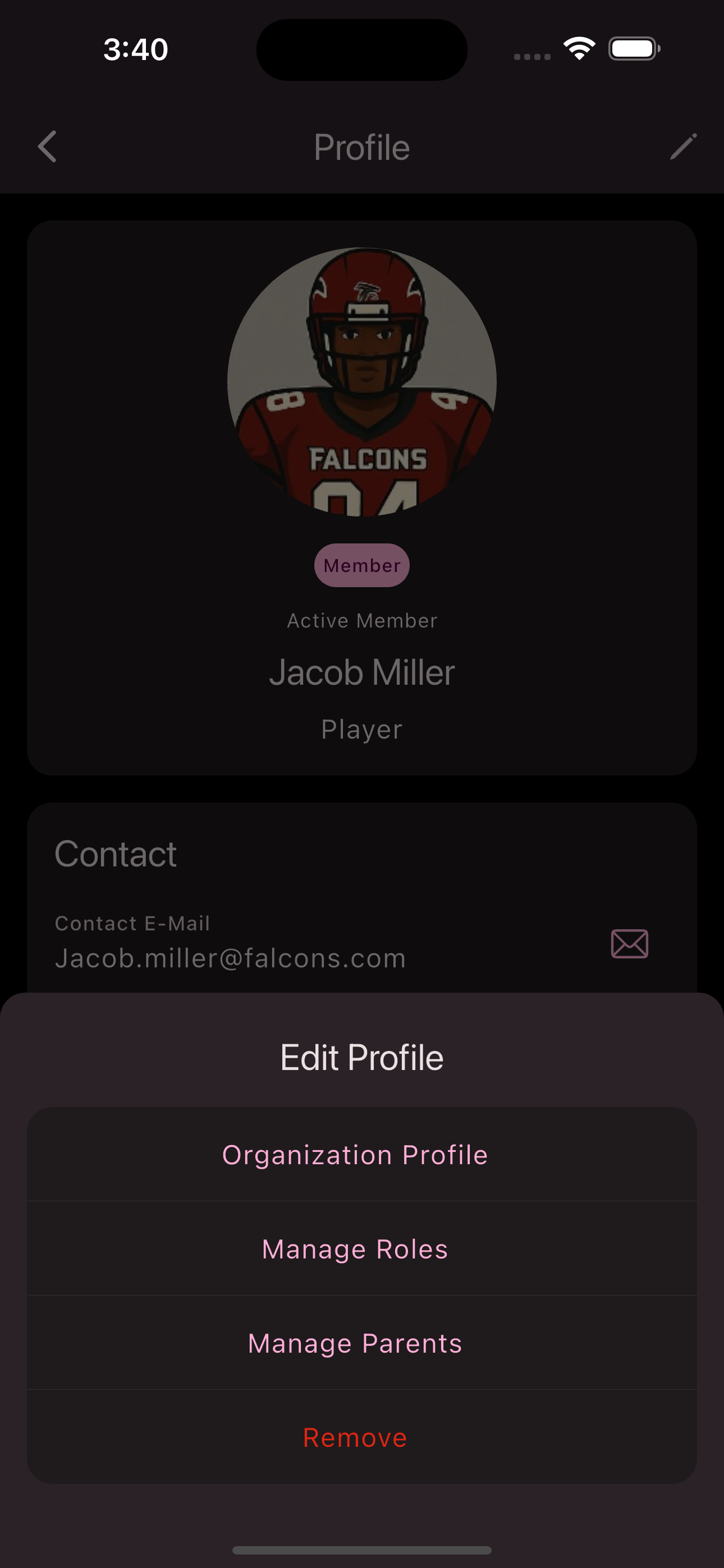 Manage roles menu item