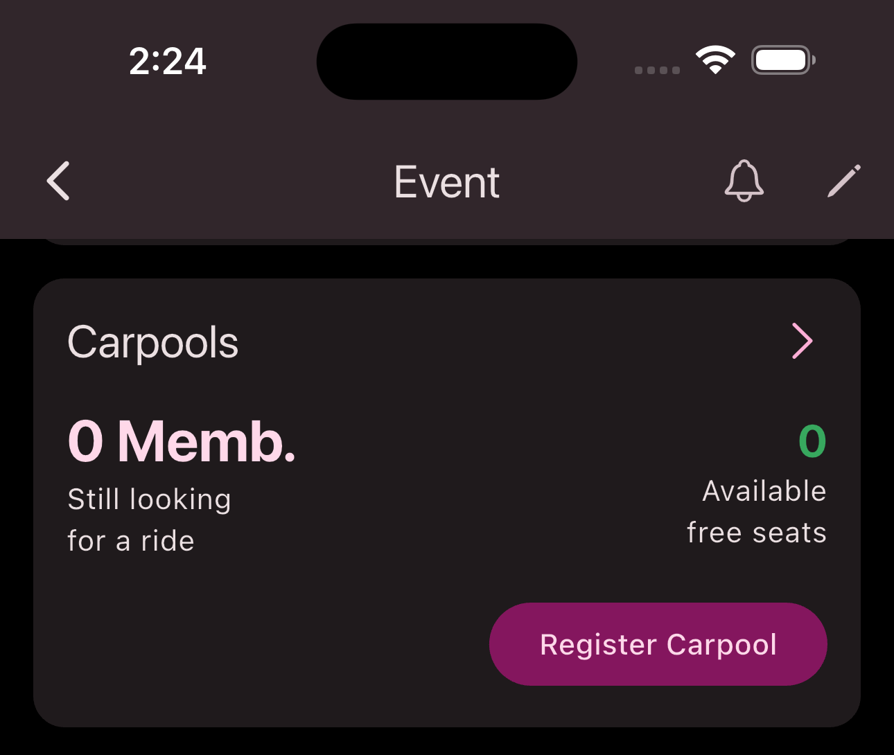 Carpools menu item