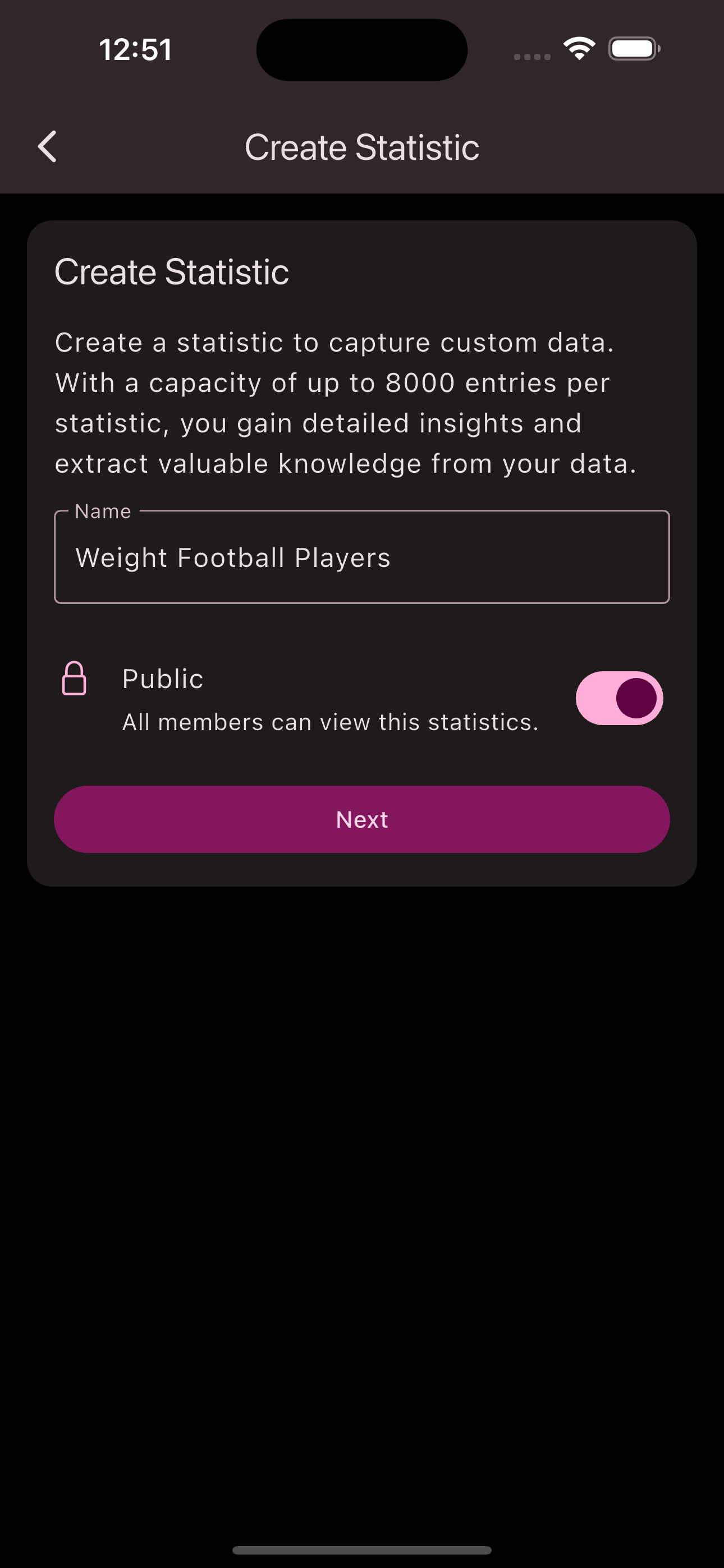 Create statistic