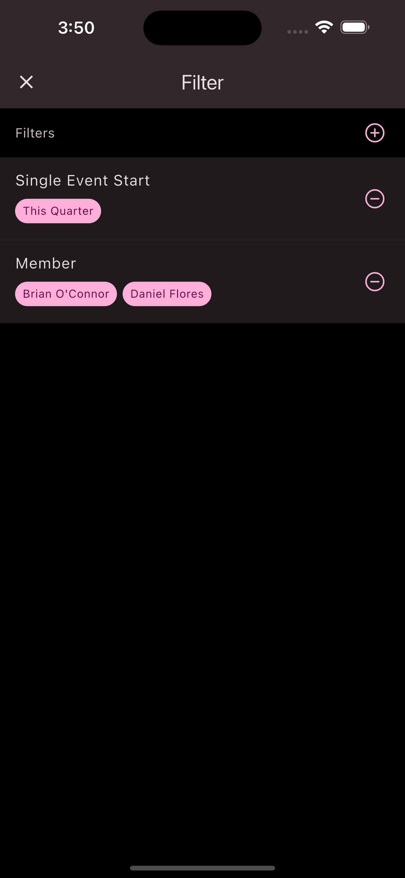 Filter on members